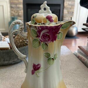 Antique Nippon Porcelain Floral Teapot
